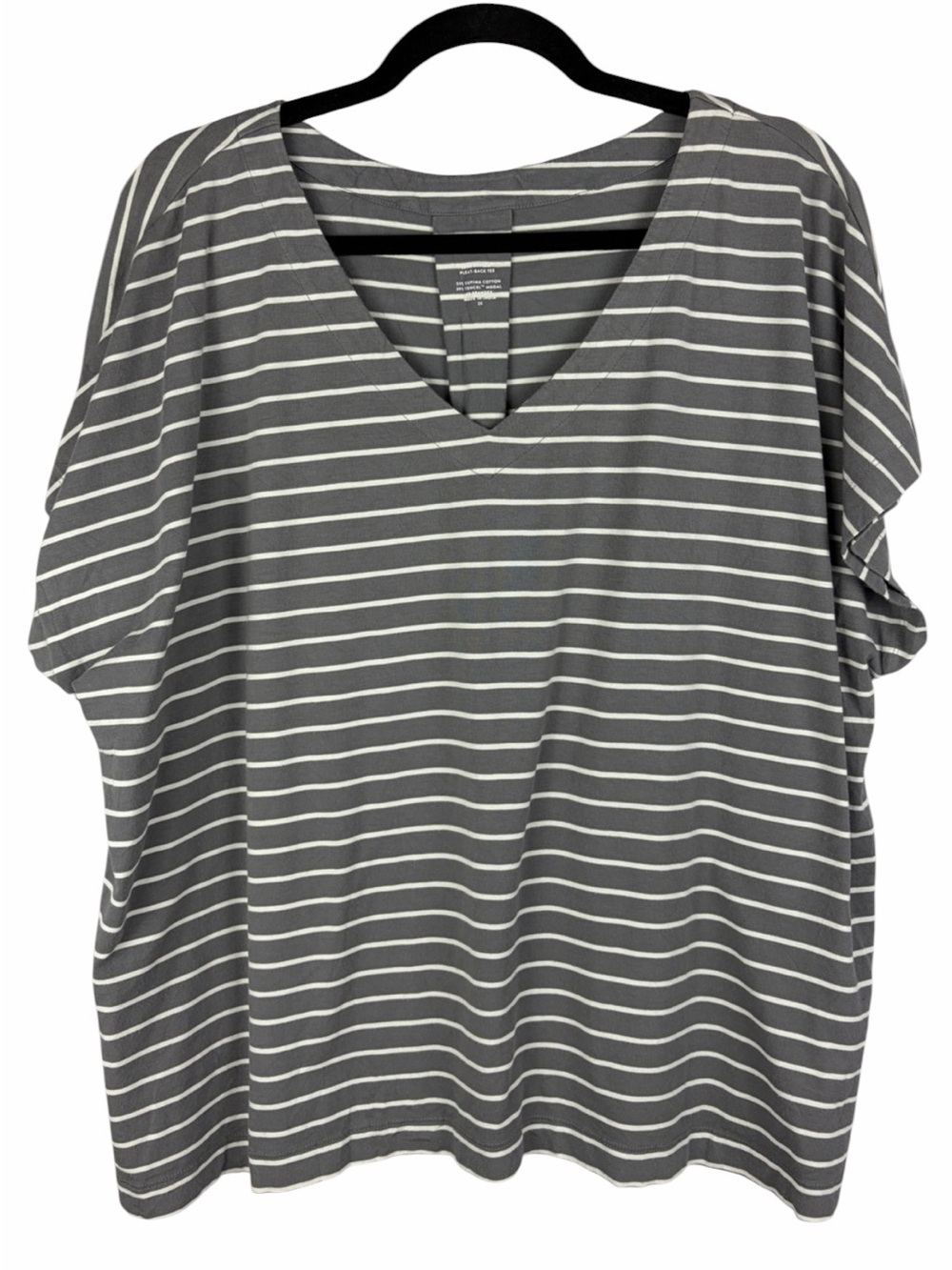 J.Jill 2X Luxe Supima Cotton Tencel Pleat Back Striped Oversized Tee